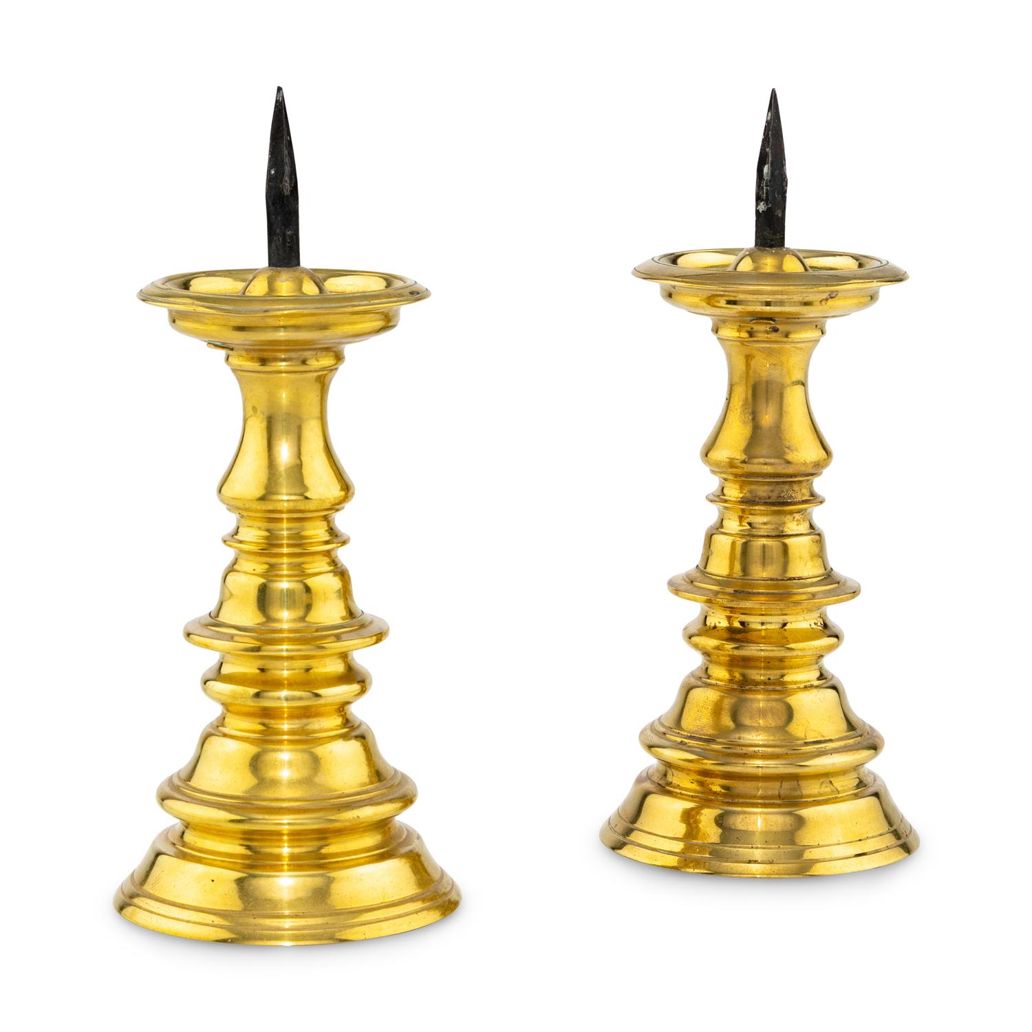 A Pair of Brass Pricket Sticks