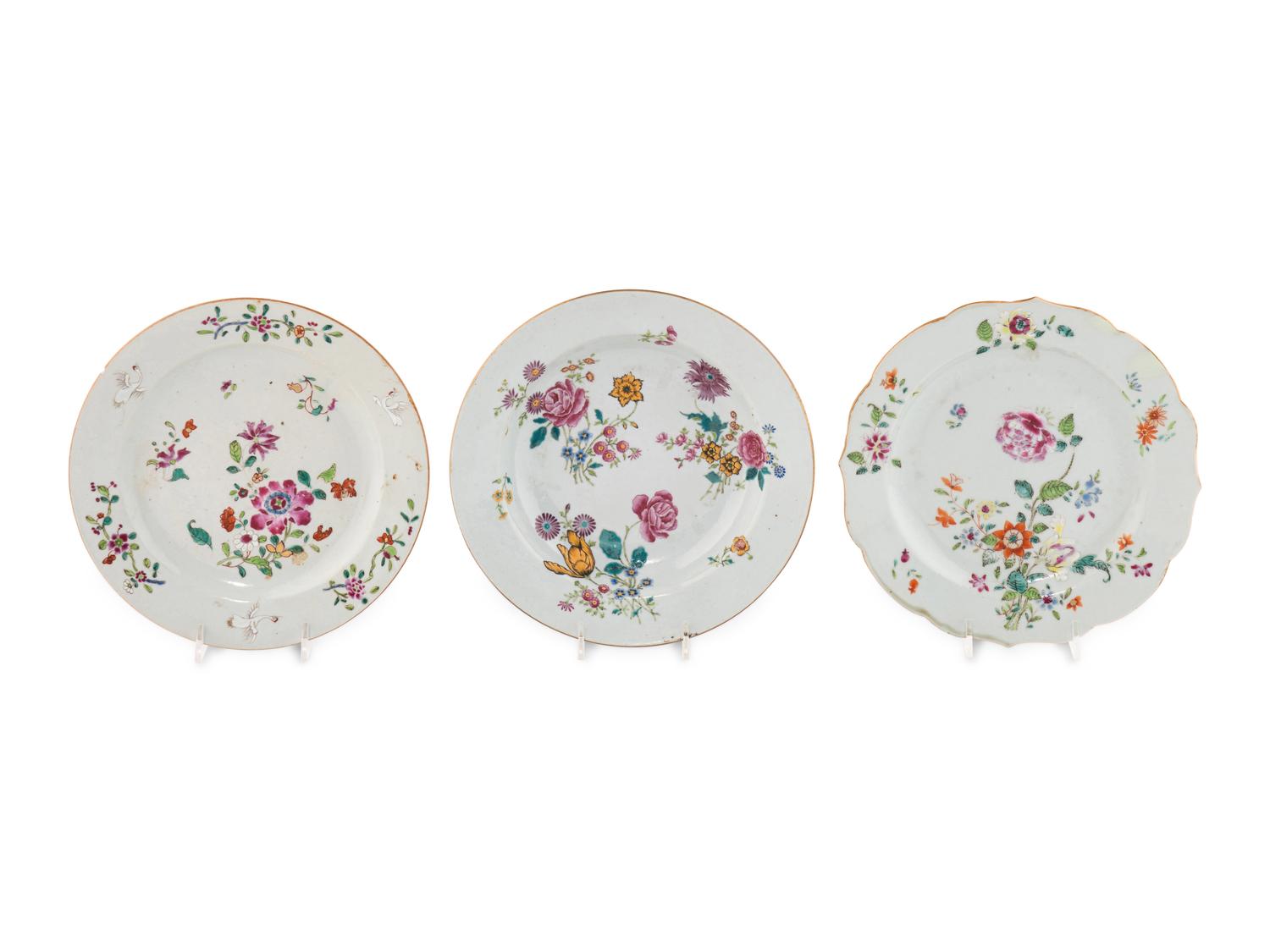 Three Chinese Export Porcelain Plates