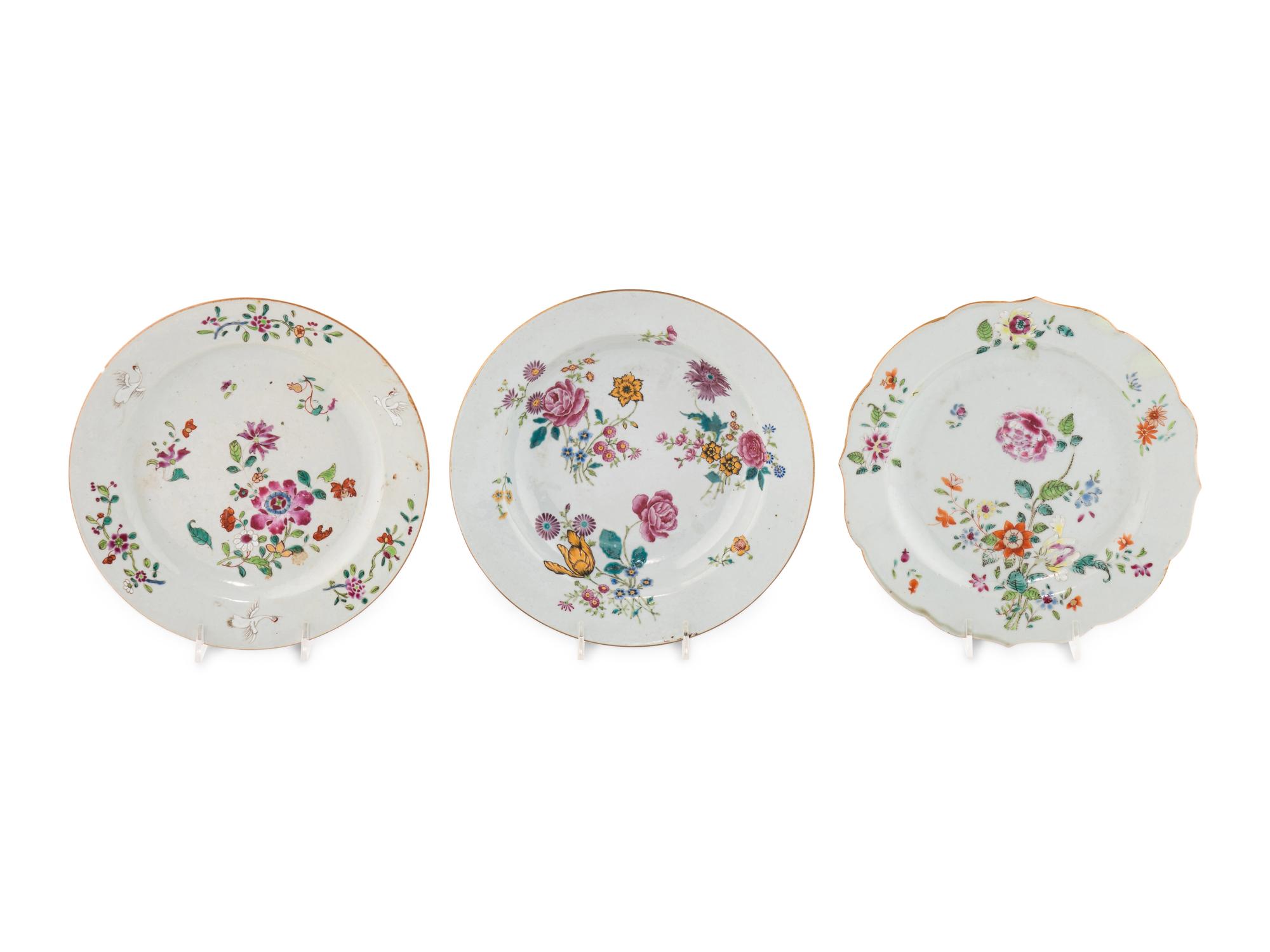 Three Chinese Export Porcelain Plates
