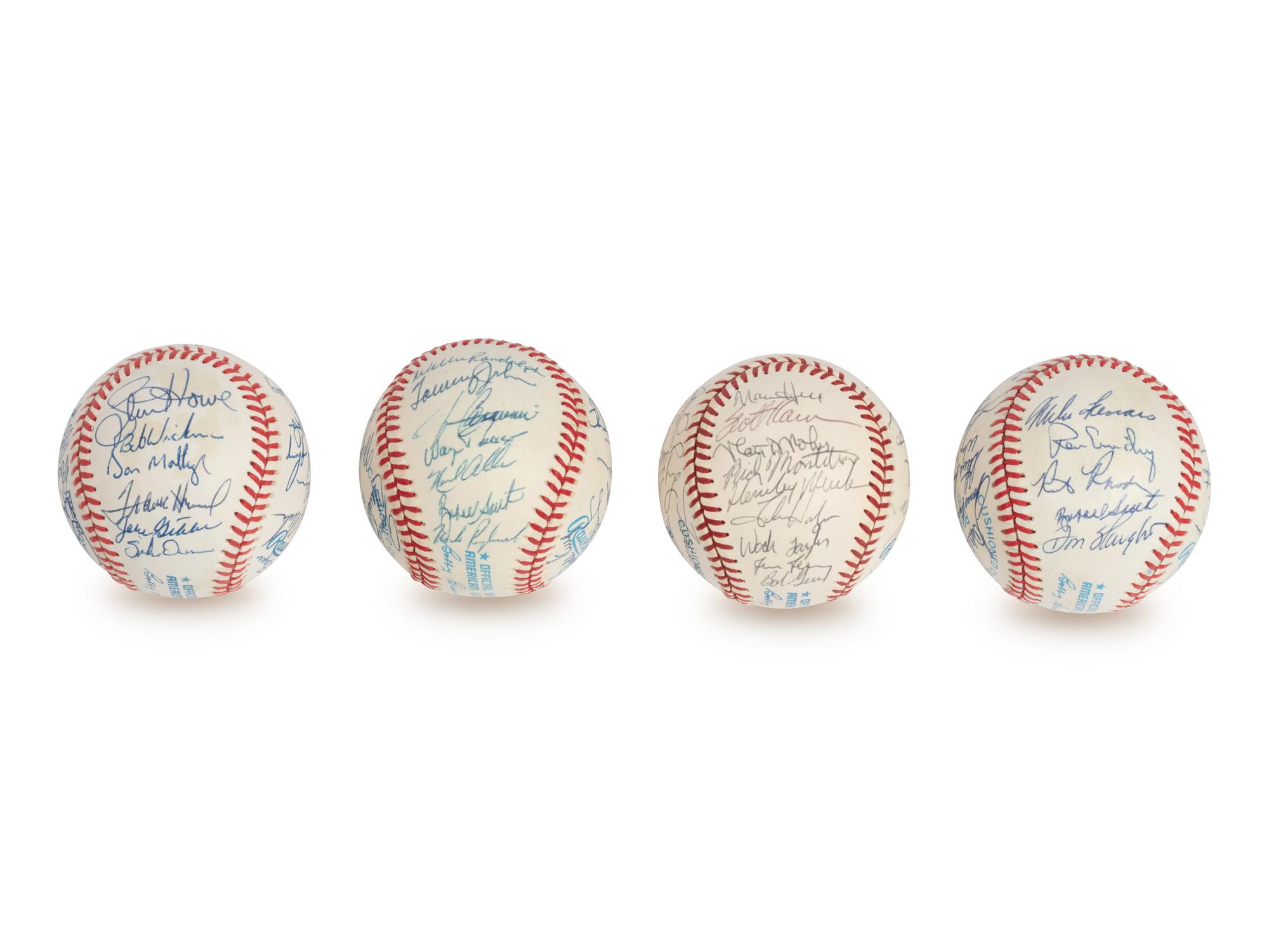 A Group of 1980s and 90s New York Yankees Team Signed Autograph Baseballs Featuring Don Mattingly