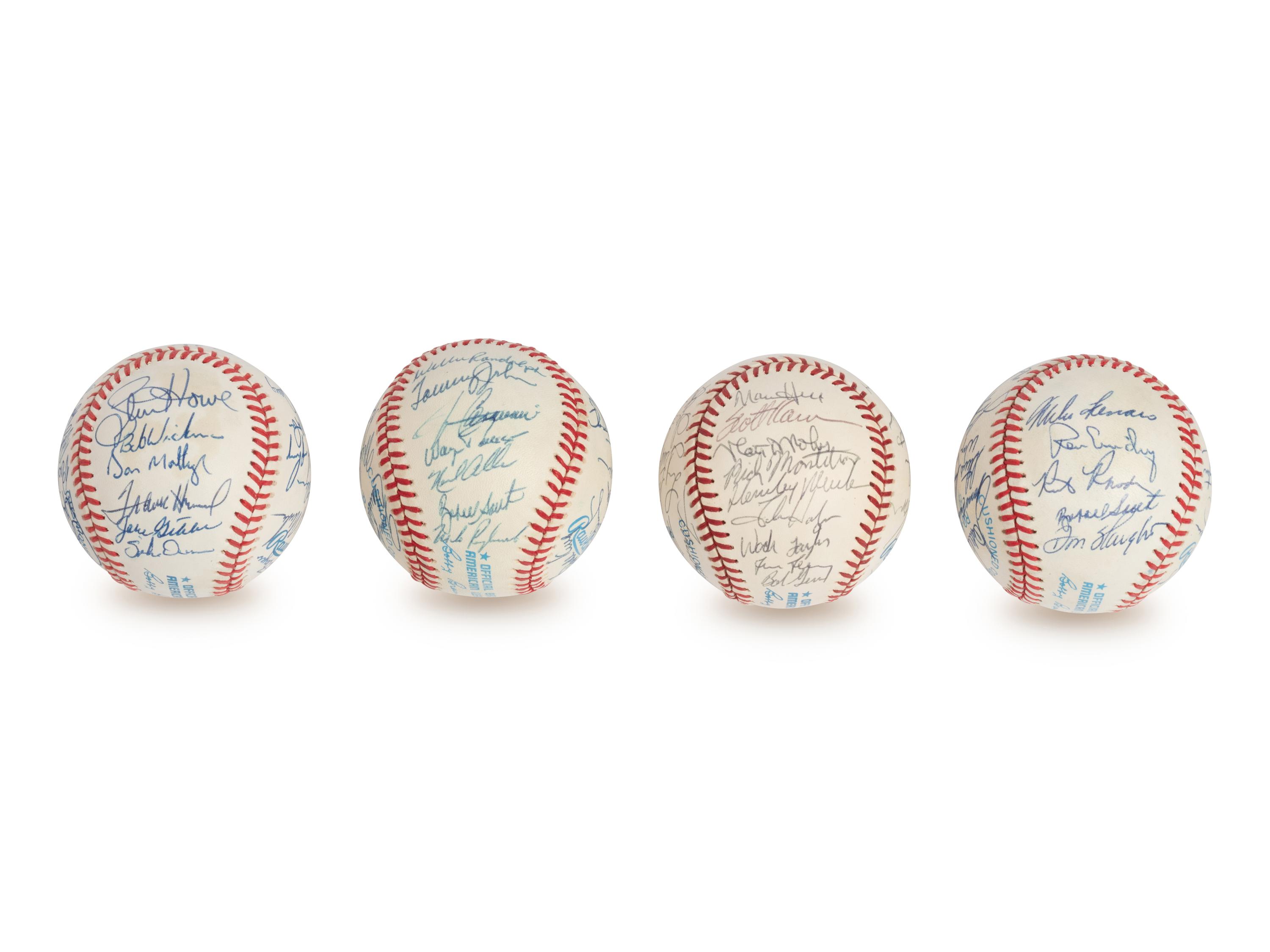 A Group of 1980s and 90s New York Yankees Team Signed Autograph Baseballs Featuring Don Mattingly