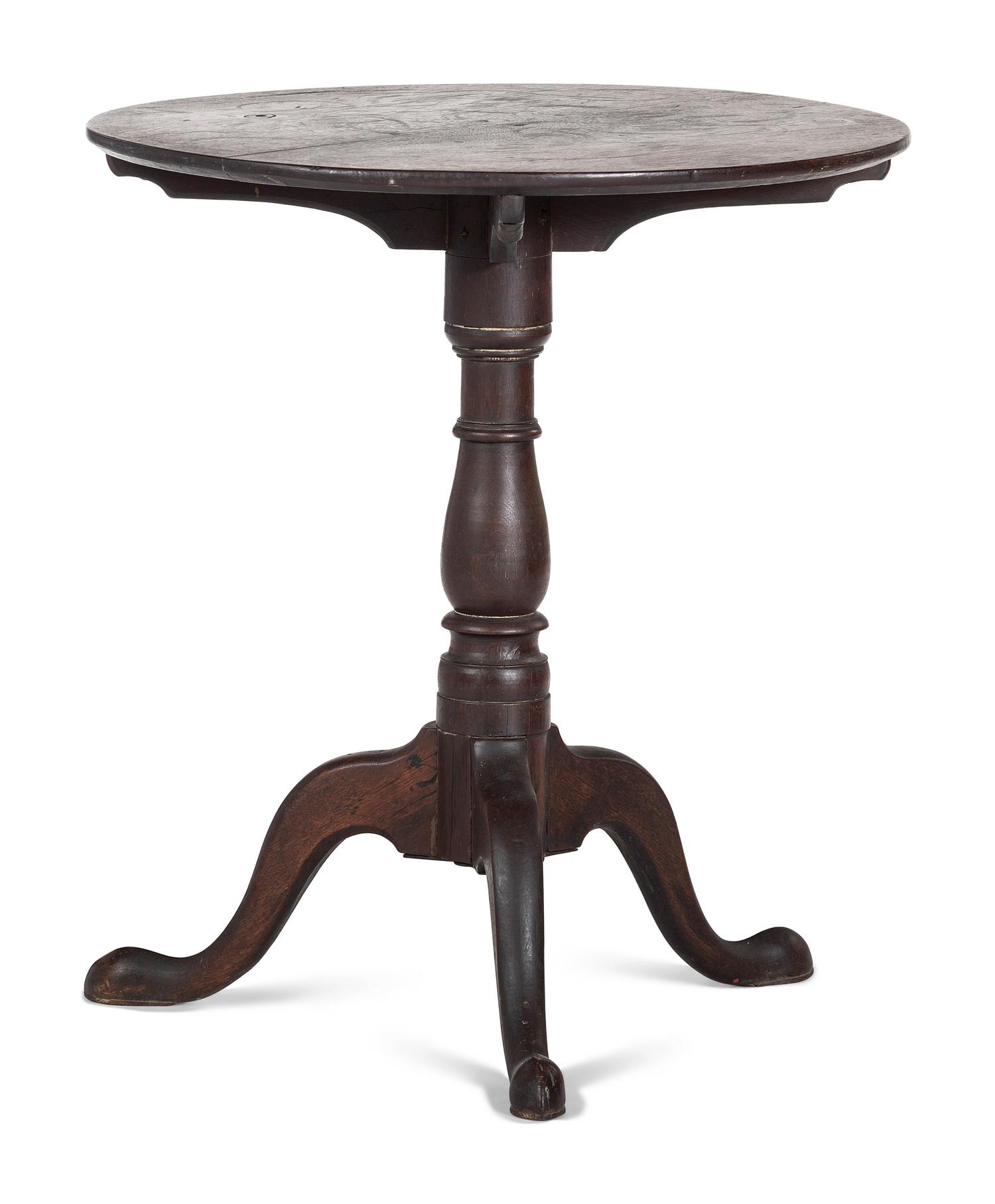 A Chippendale Turned Walnut Pad-Foot Candlestand