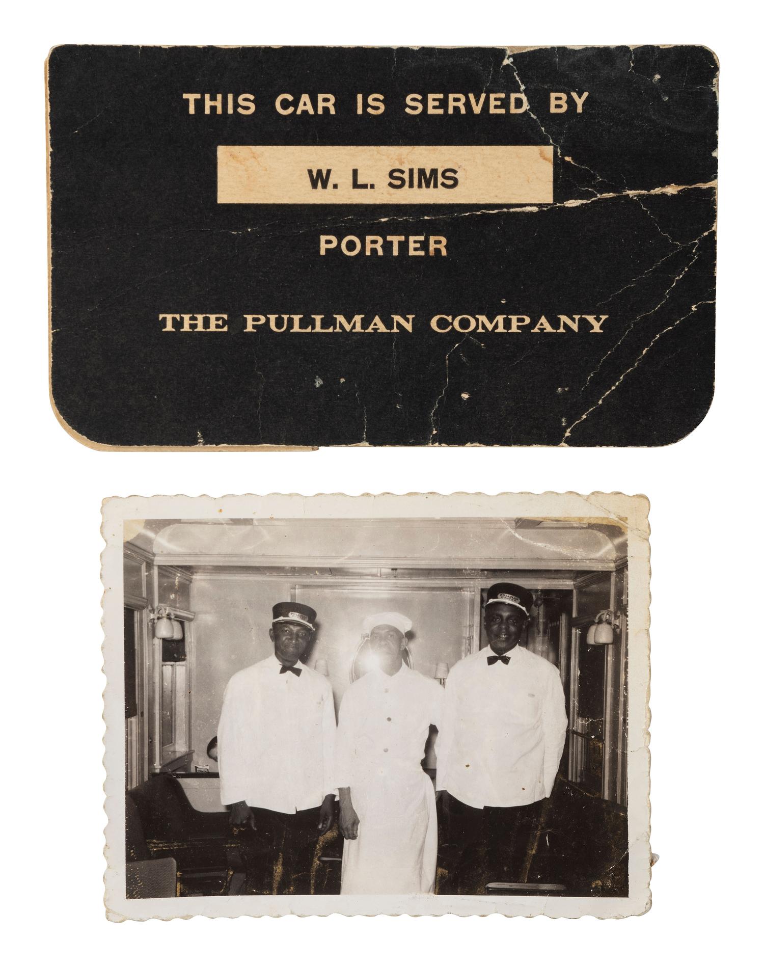 [OCCUPATIONAL]. Pullman Porter collection identified to Willie Leonard Sims (1910-1969), incl. uniform cap, ID card, documents, and photographs.