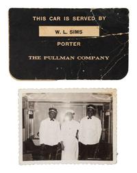 [OCCUPATIONAL]. Pullman Porter collection identified to Willie Leonard Sims (1910-1969), incl. uniform cap, ID card, documents, and photographs.