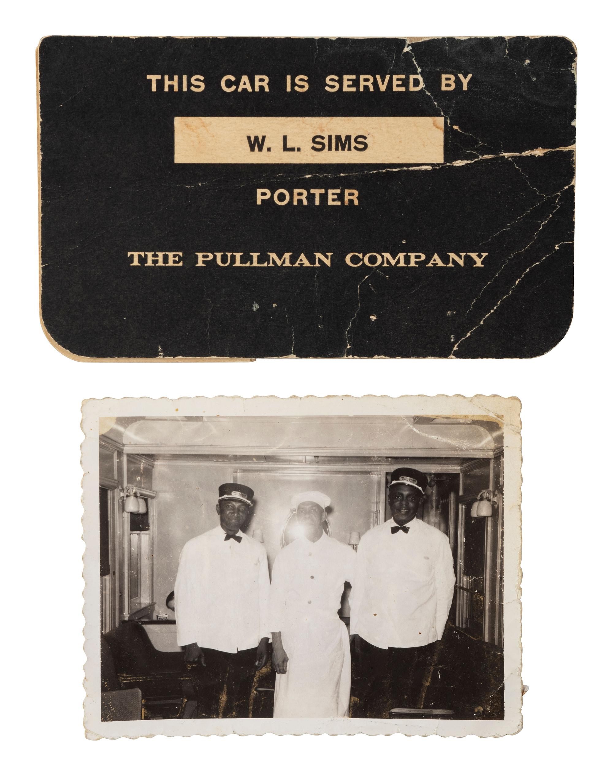 [OCCUPATIONAL]. Pullman Porter collection identified to Willie Leonard Sims (1910-1969), incl. uniform cap, ID card, documents, and photographs.