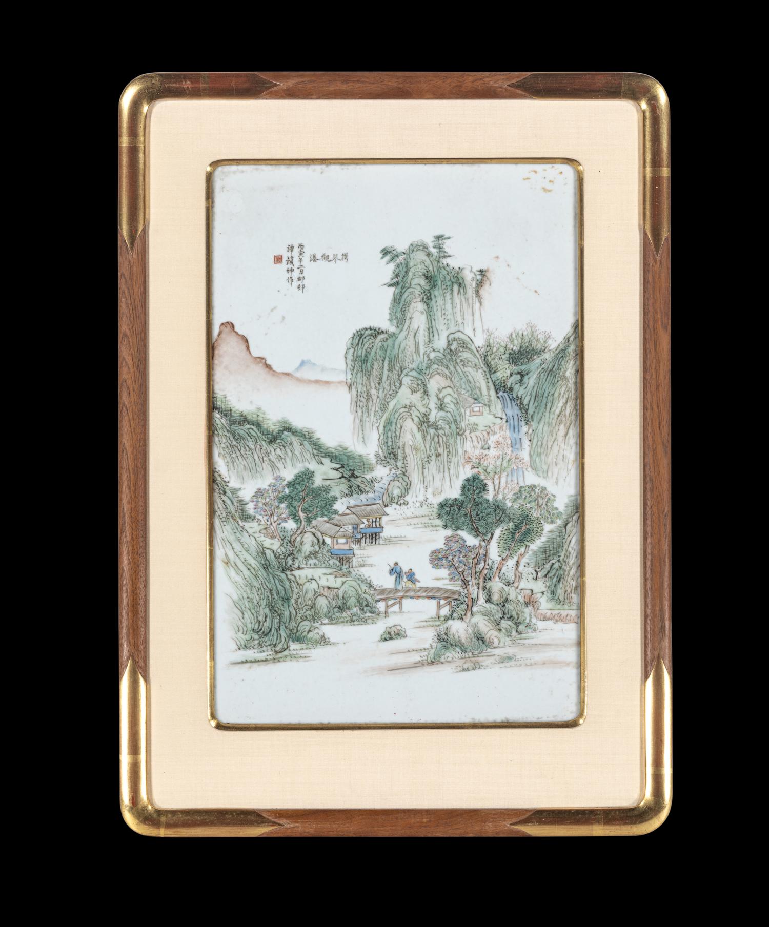 A Chinese Famille Rose Porcelain Plaque