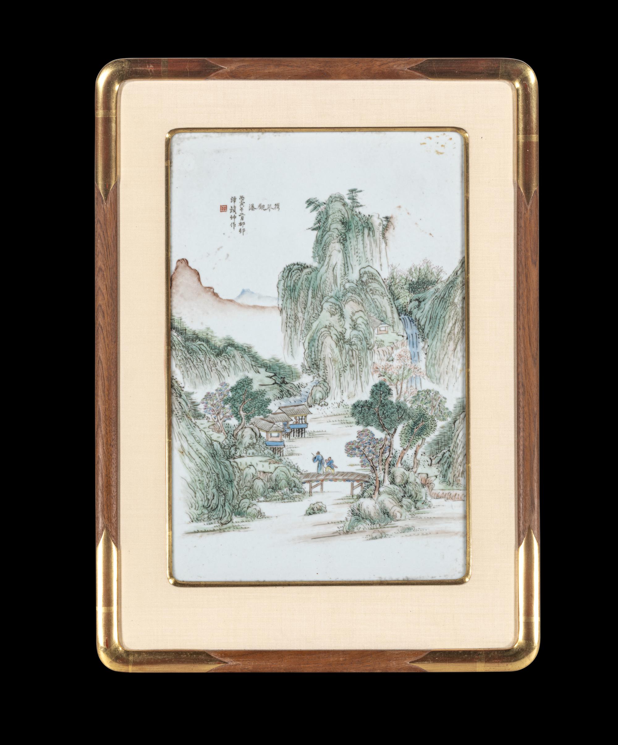 A Chinese Famille Rose Porcelain Plaque