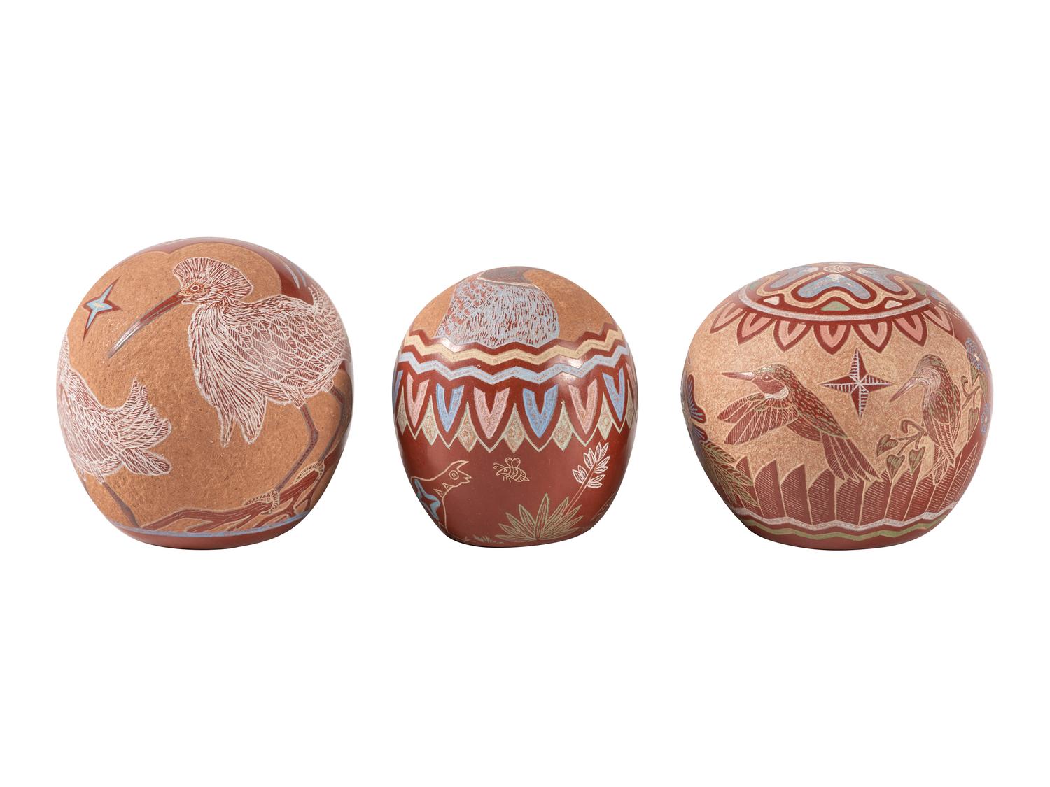 Trio of Miniature Sgraffito Pottery Seed Jars