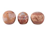 Trio of Miniature Sgraffito Pottery Seed Jars