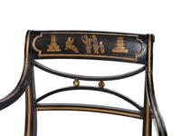 A Pair of Regency Black and Gold-Painted Armchairs