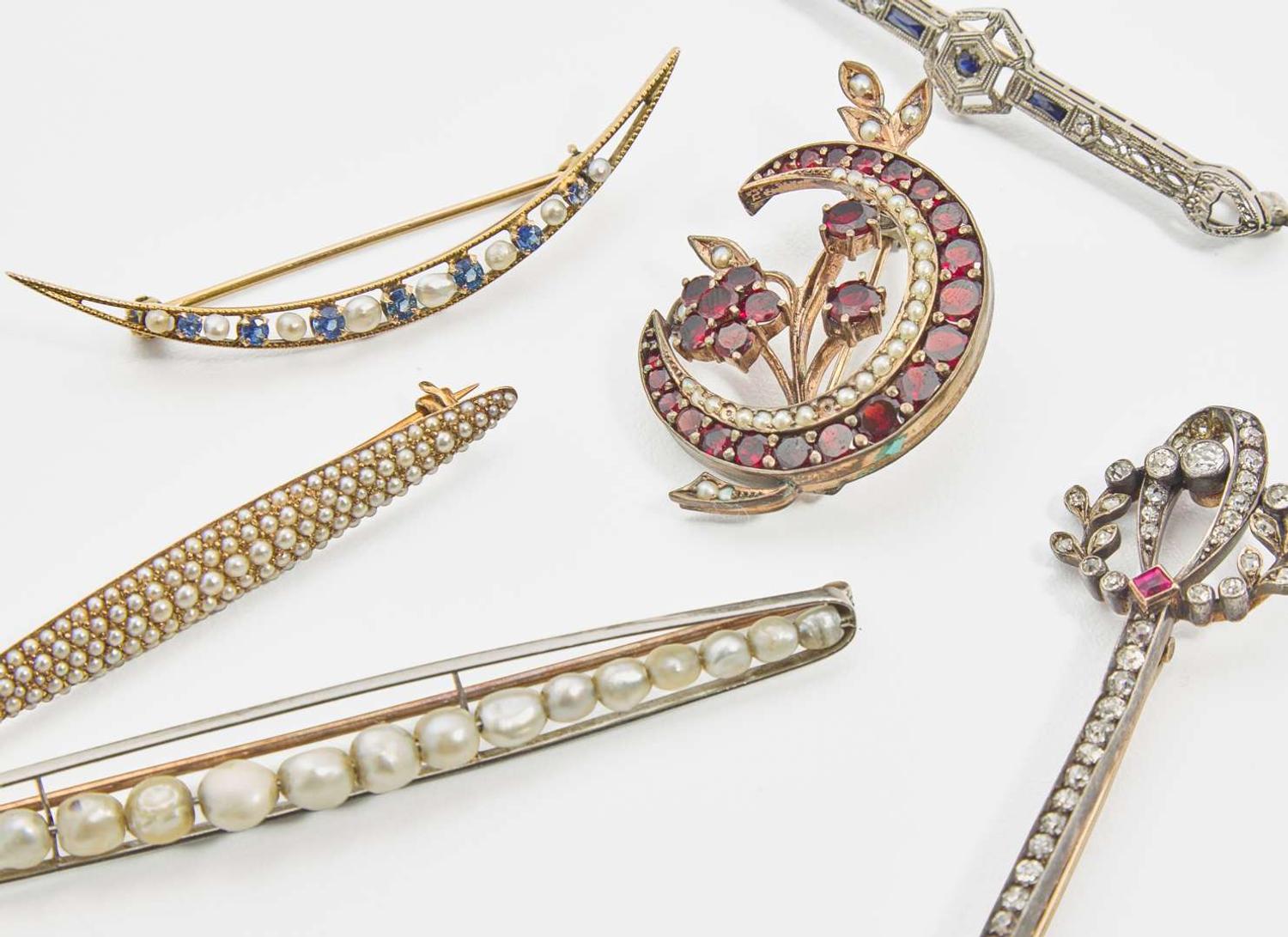 A Collection of Antique Gem-Set Pins