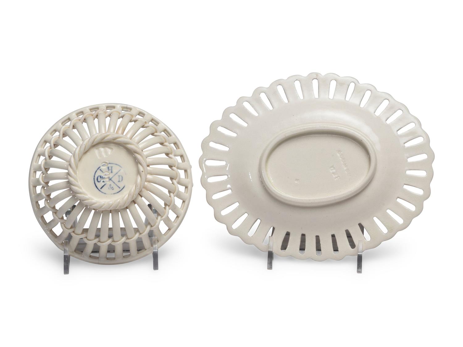 Six Reticulated Creamware Articles