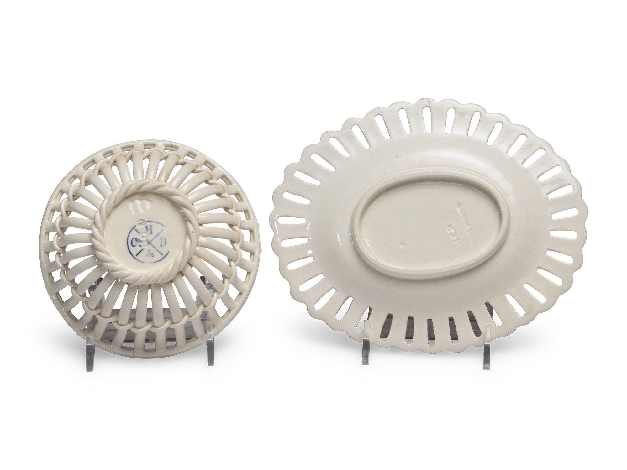 Six Reticulated Creamware Articles