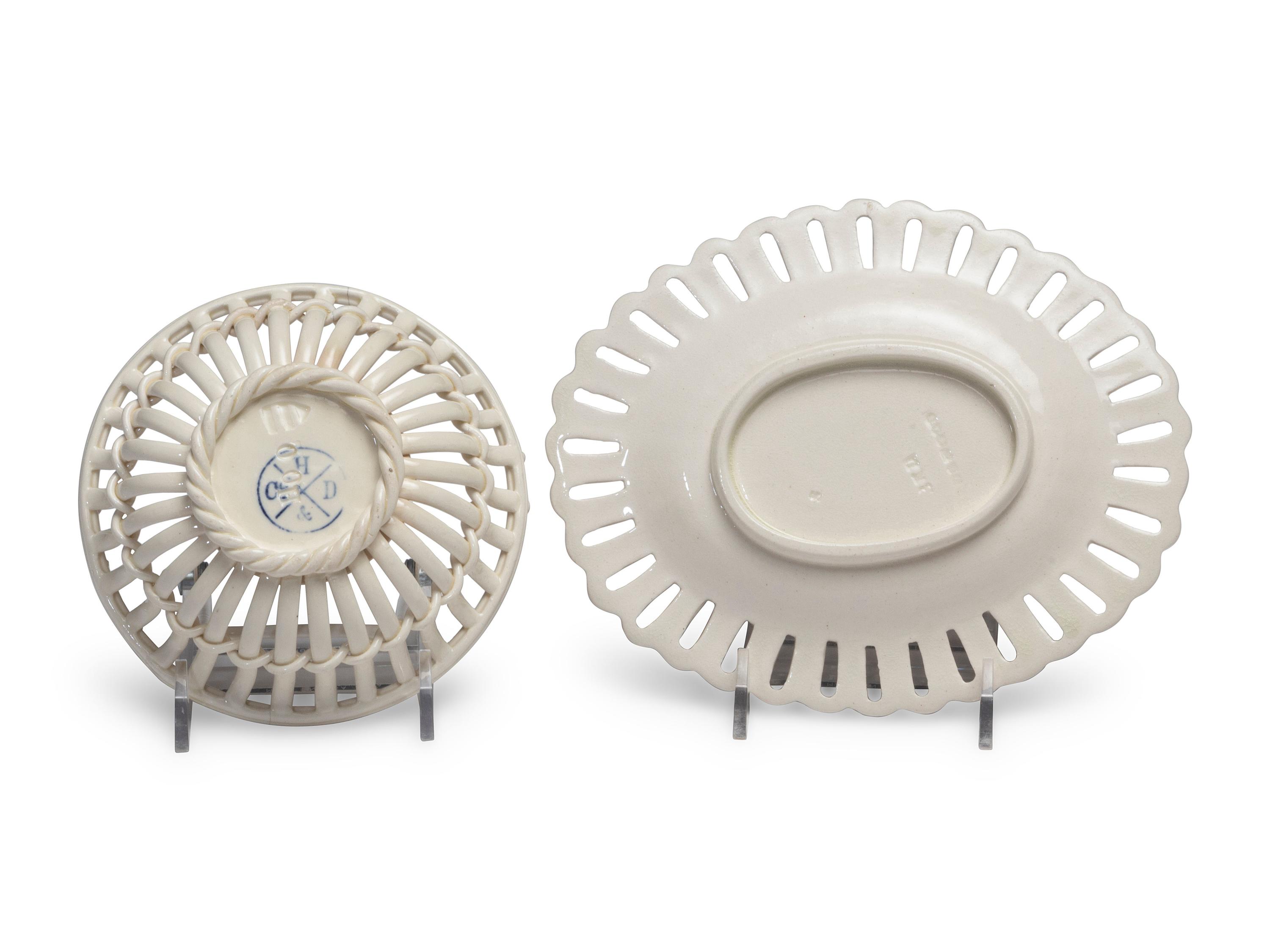 Six Reticulated Creamware Articles