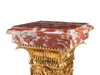 A Pair of Continental Gilt Bronze Mounted Rouge Marble Pedestals