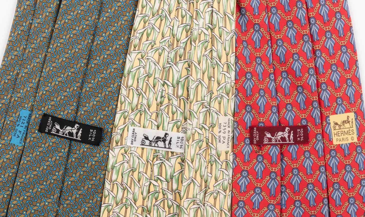Collection of Hermès Items: Three Ties, One Belt
