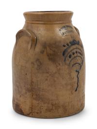 A Cobalt Decorated Stoneware 2-Gallon Crock