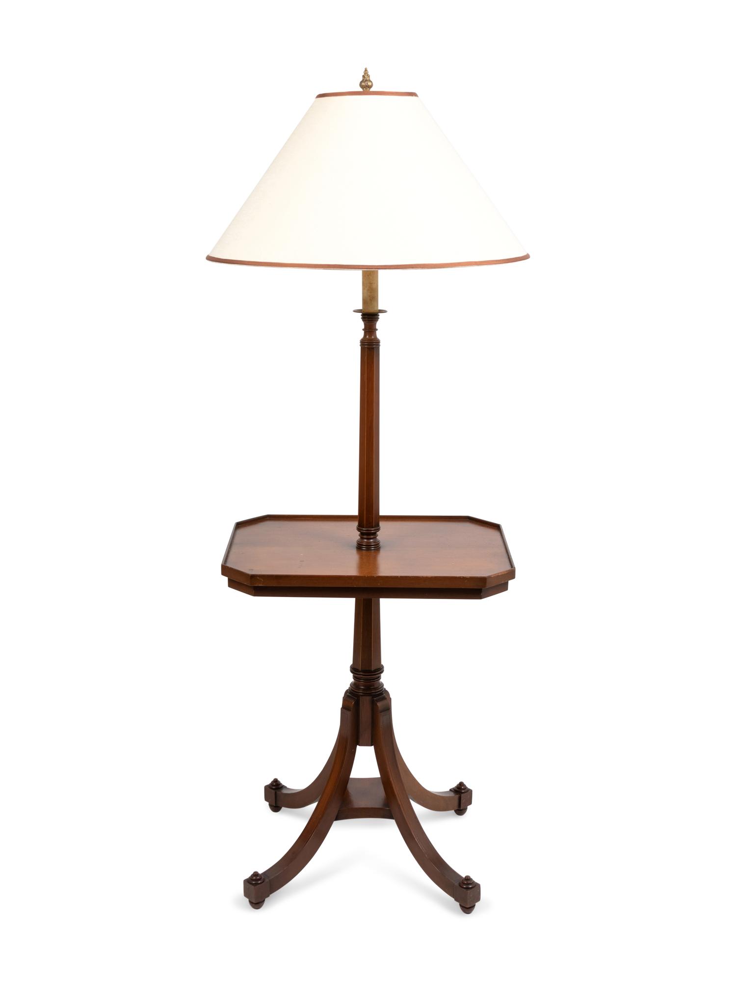 A Regency Style Carved Mahogany Candlestand-Form Floor Lamp