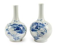 A Pair of Chinese Porcelain Vases Height 14 inches.