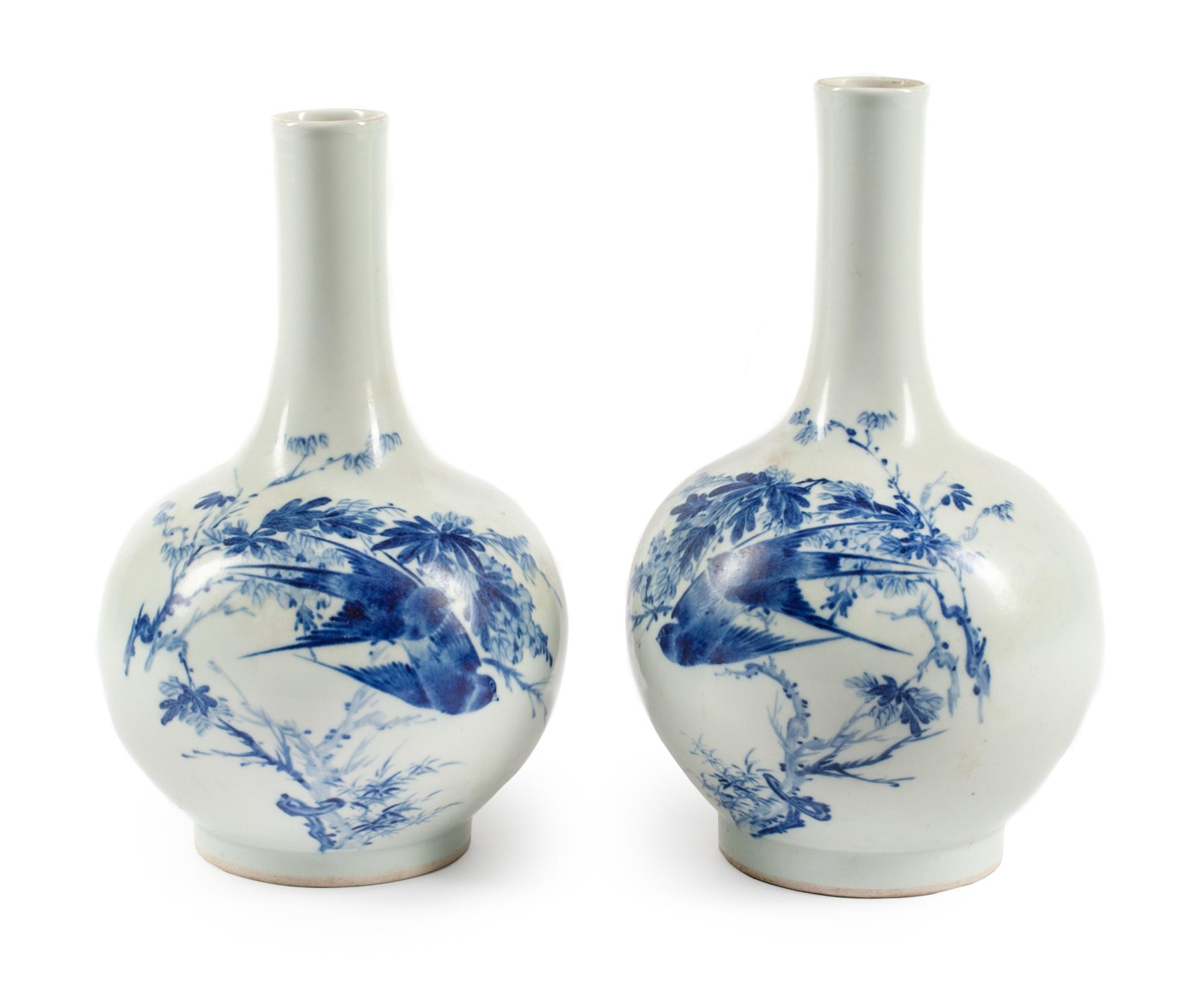 A Pair of Chinese Porcelain Vases Height 14 inches.