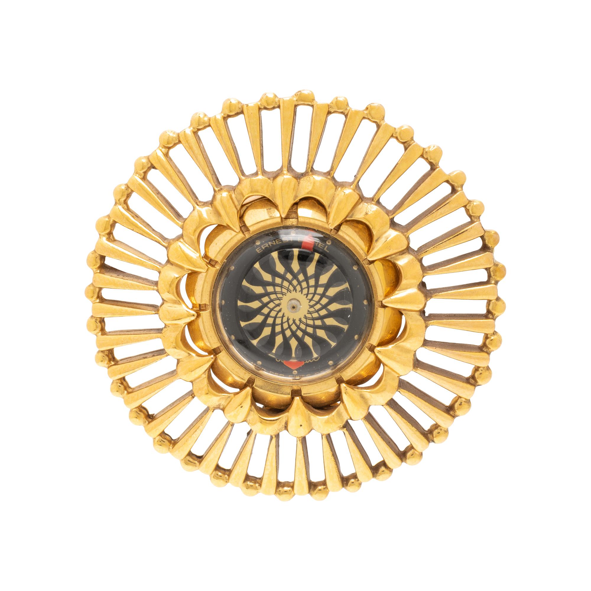 Ernest Borel, Gold Filled 'Cocktail Kaleidoscope ' Watch Brooch