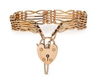 A Nine Karat Rose Gold English Gate Bracelet,