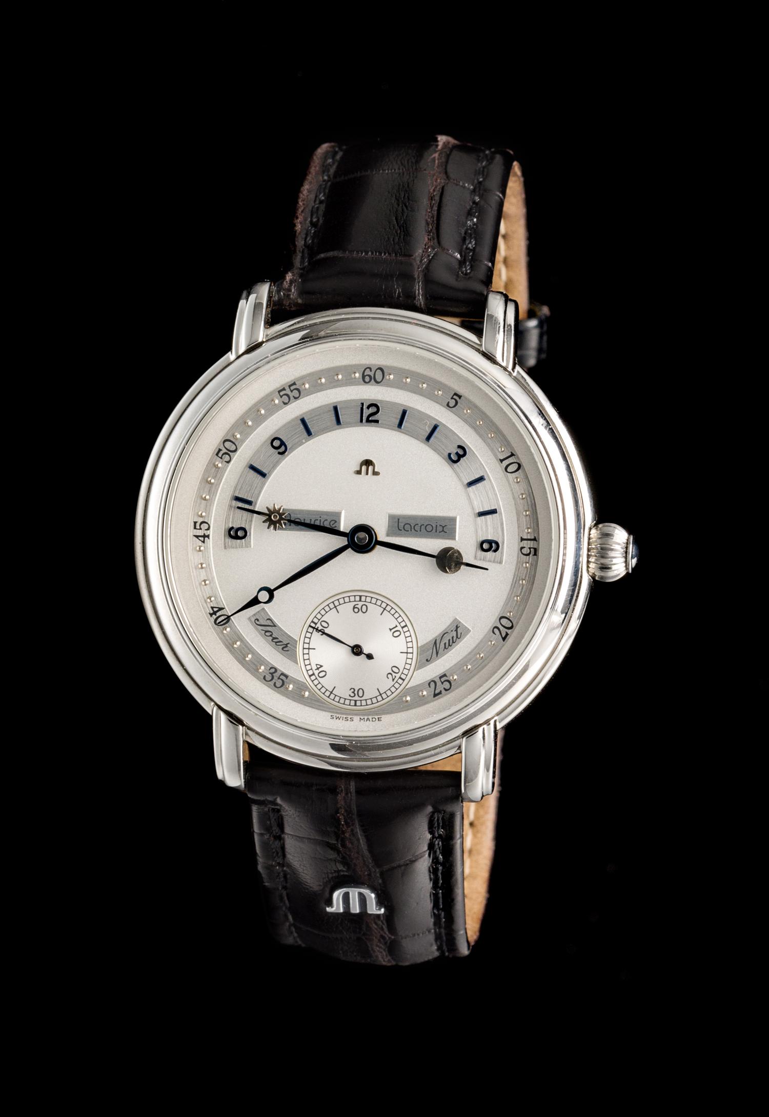 A Stainless Steel Masterpiece Jour et Nuit Indicator Wristwatch, Maurice Lacroix,