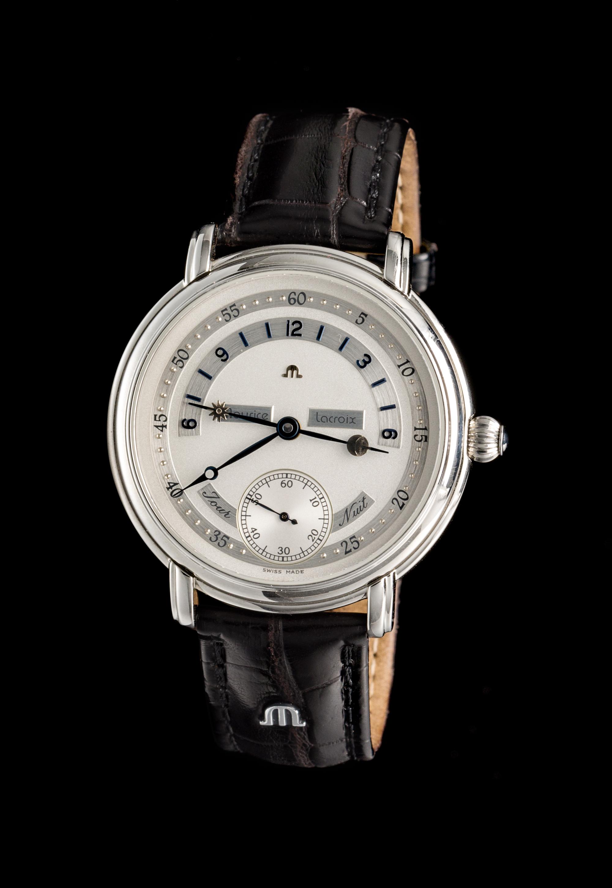 A Stainless Steel Masterpiece Jour et Nuit Indicator Wristwatch, Maurice Lacroix,