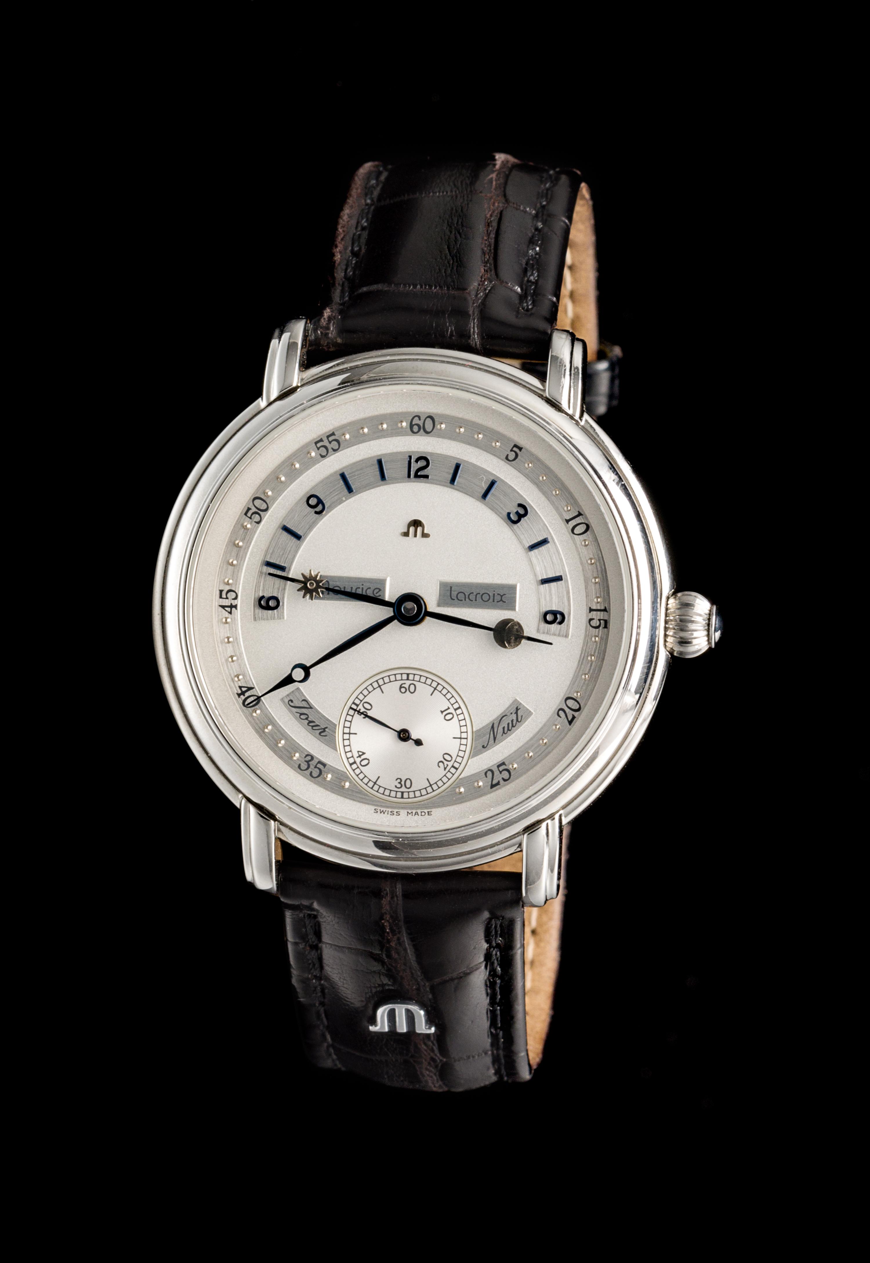 A Stainless Steel Masterpiece Jour et Nuit Indicator Wristwatch, Maurice Lacroix,