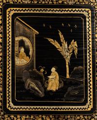 A Chinese Black and Gold Lacquer Eight-Panel Screen