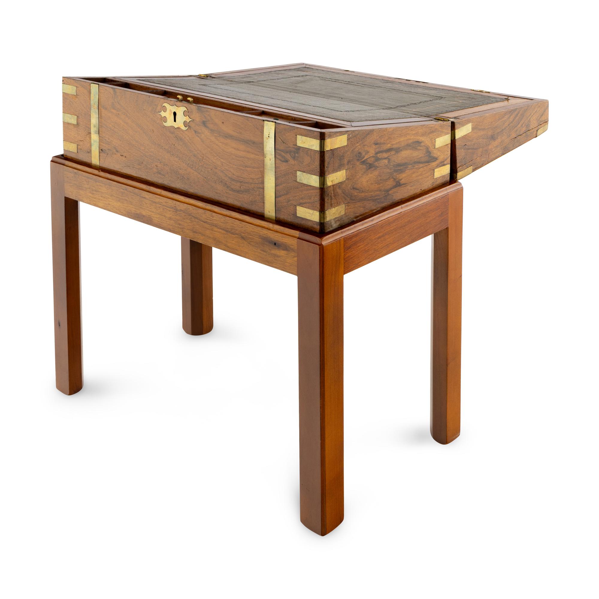 An English Brass Mounted Walnut Writing Slope