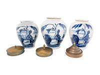Three Delft Blue and White Tobacco Jars