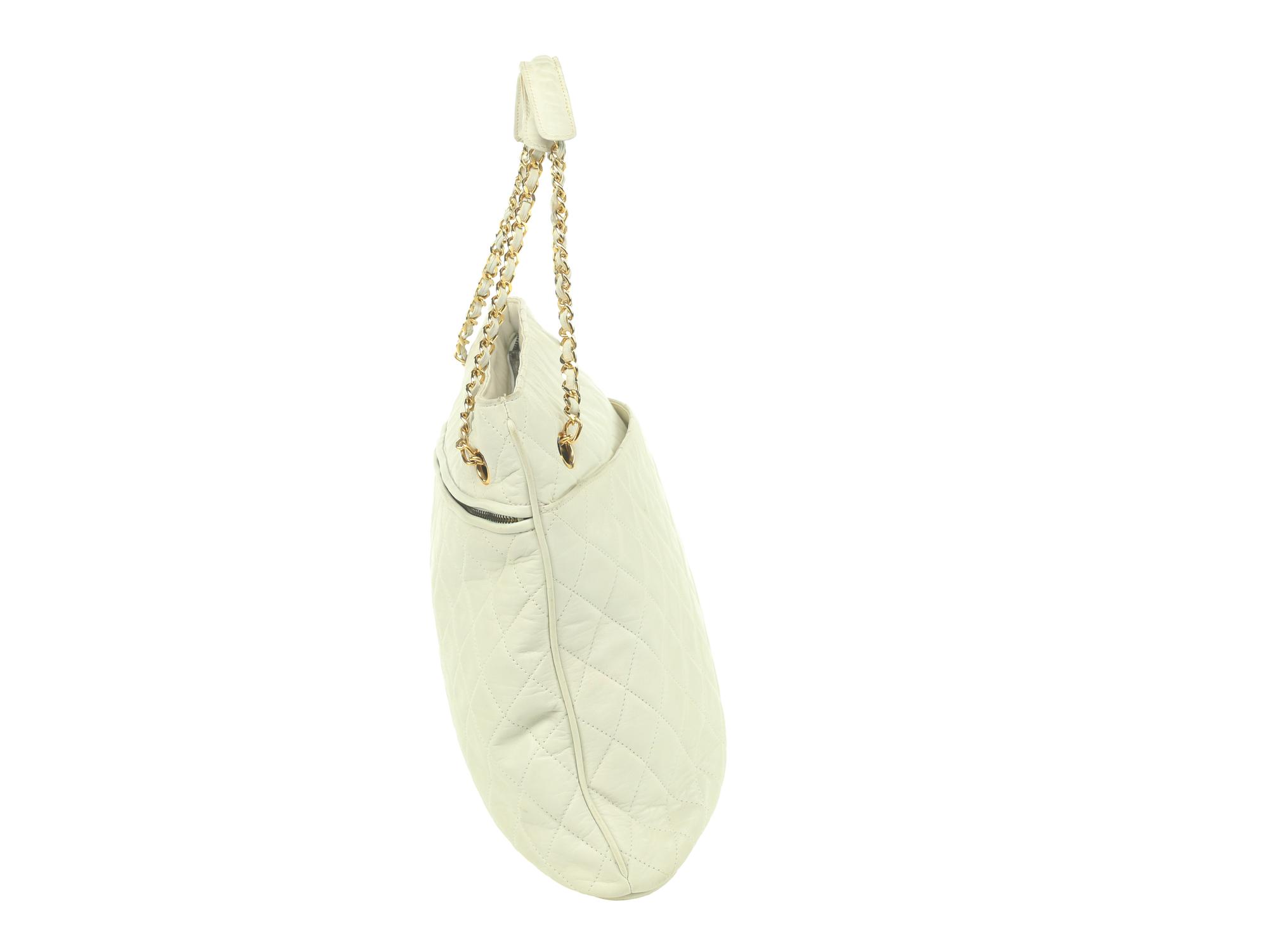 Chanel White Matelassé Tote