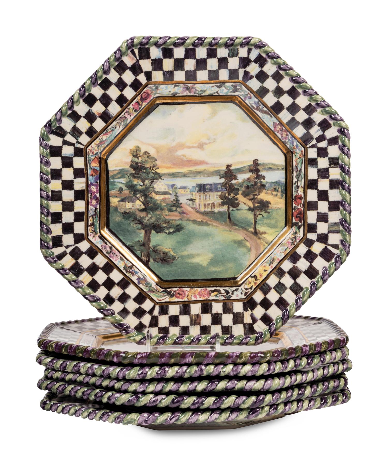 A Set of Sixteen MacKenzie-Childs MacLachlan Ceramic Dinner Plates