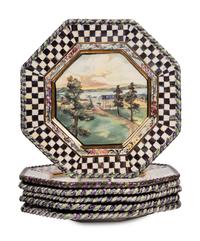 A Set of Sixteen MacKenzie-Childs MacLachlan Ceramic Dinner Plates