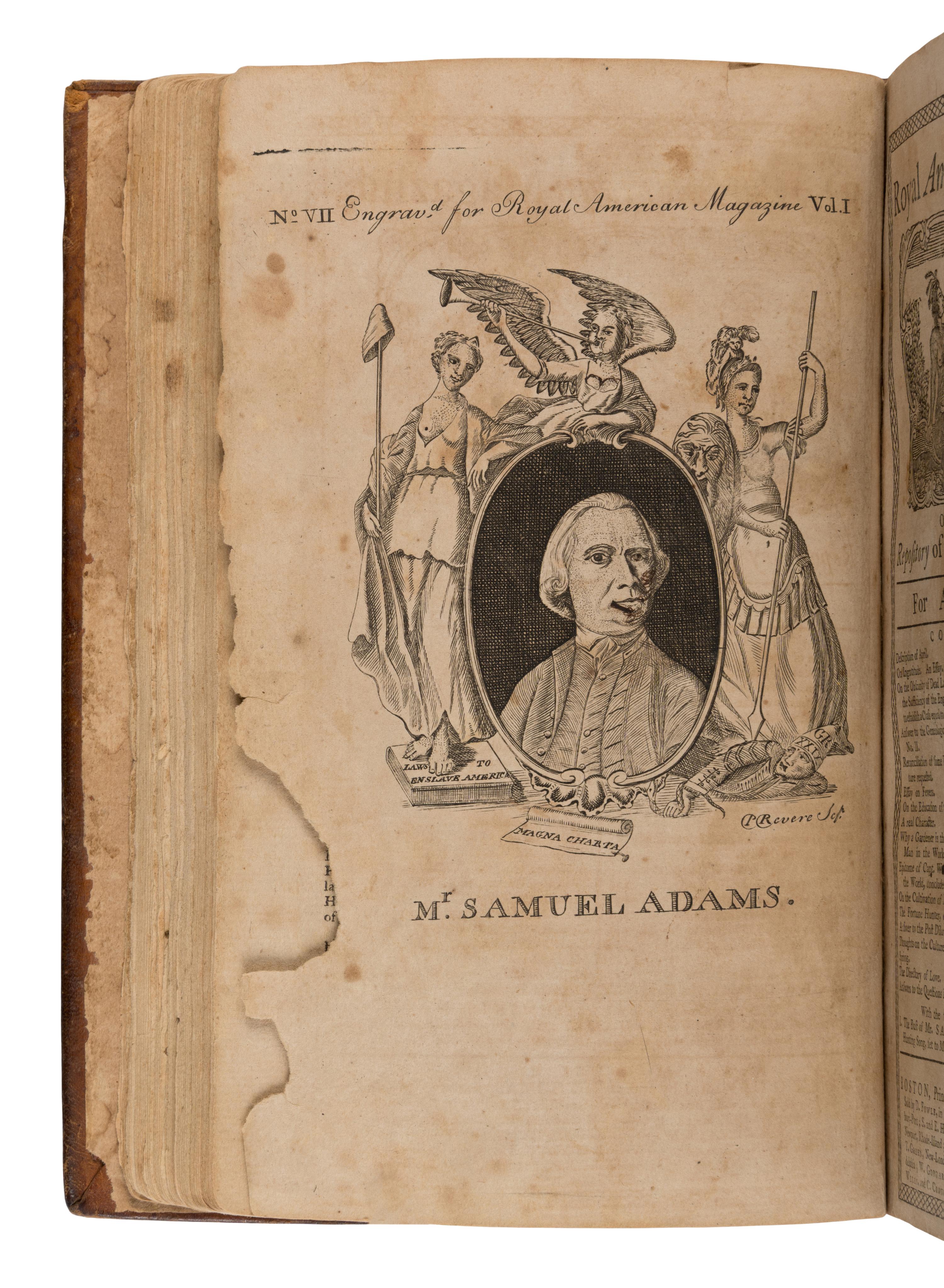 [Revere, Paul (1735-1818), engraver]. The Royal American Magazine, or Universal Repository of Instruction and Amusement. Volume I, for the Year 1774. Boston: Printed at Greenleaf's Printing Office in Union Street, January-December 1774.