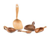Five Wood Grain Scoops