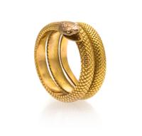 A Yellow Gold Textured Snake Band, 8.40 dwts.