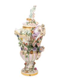 A Rare and Large Meissen Porcelain Covered Urn