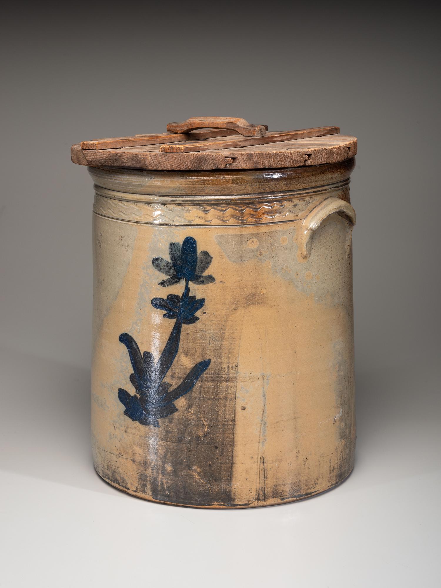 An Eight-Gallon Cobalt Decorated Stoneware Crock