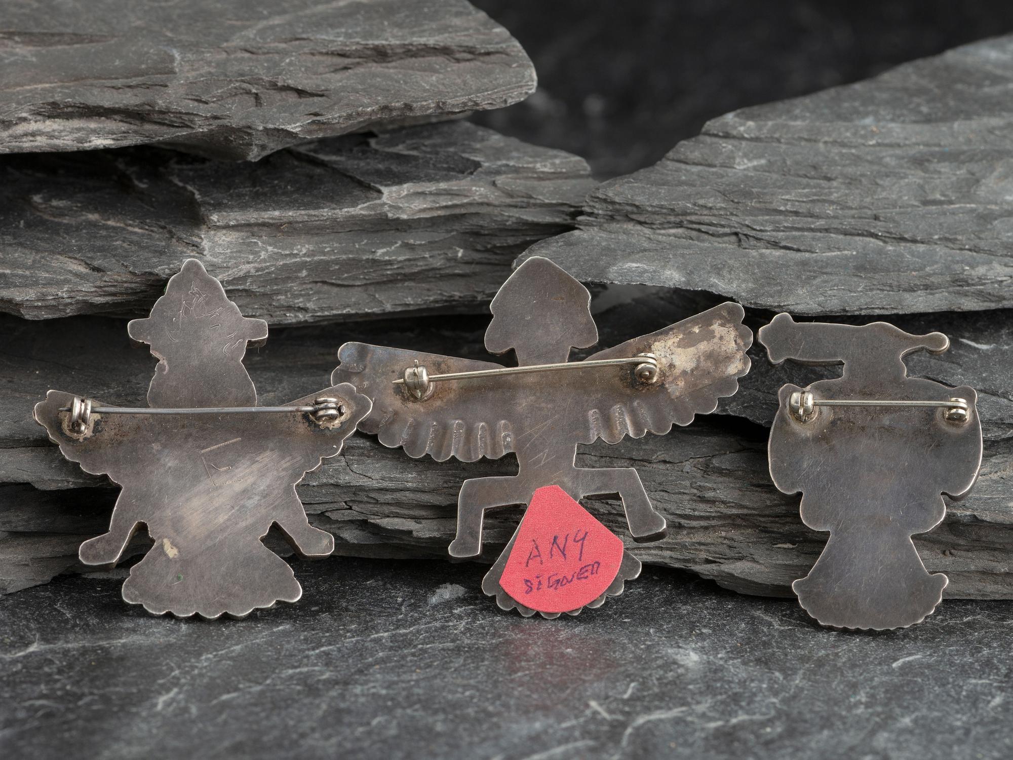 Zuni Mosaic Inlay Knifewing and Thunderbird Pins/Brooches