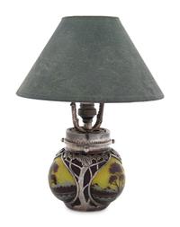 A Möhrle Silver Mounted Cameo Glass Table Lamp