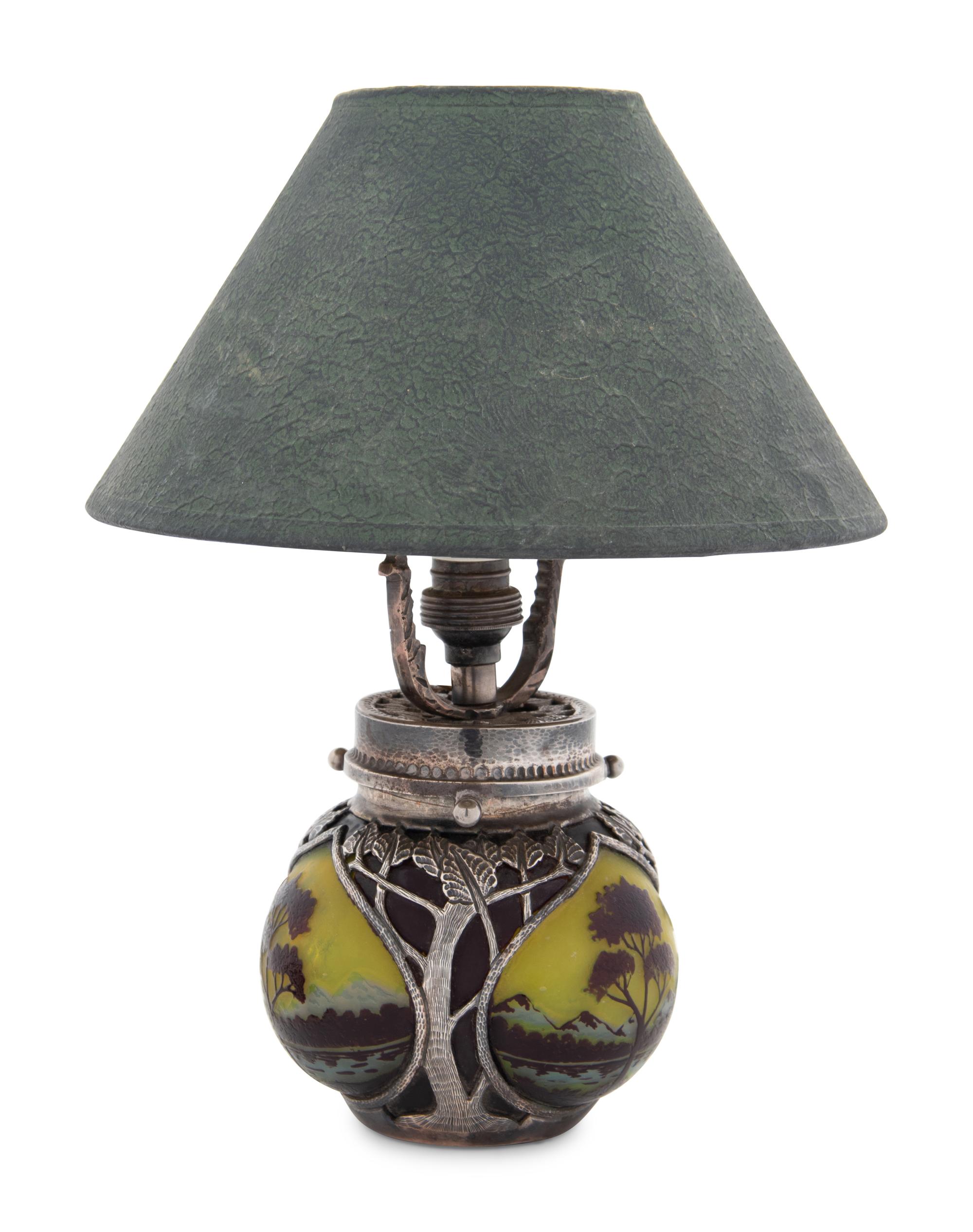 A Möhrle Silver Mounted Cameo Glass Table Lamp
