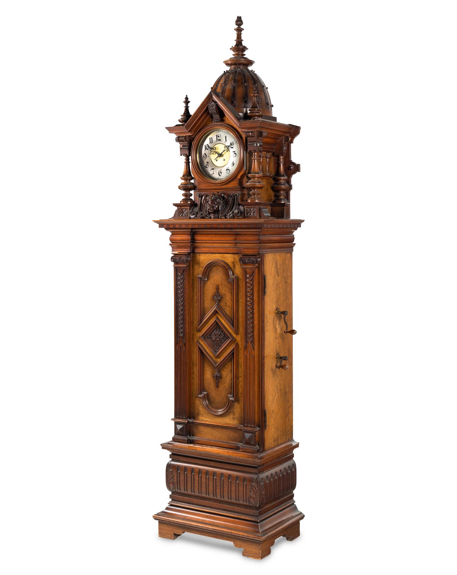 A Symphonion Style 38B Eroica Upright Three Disc Music Box with Clock