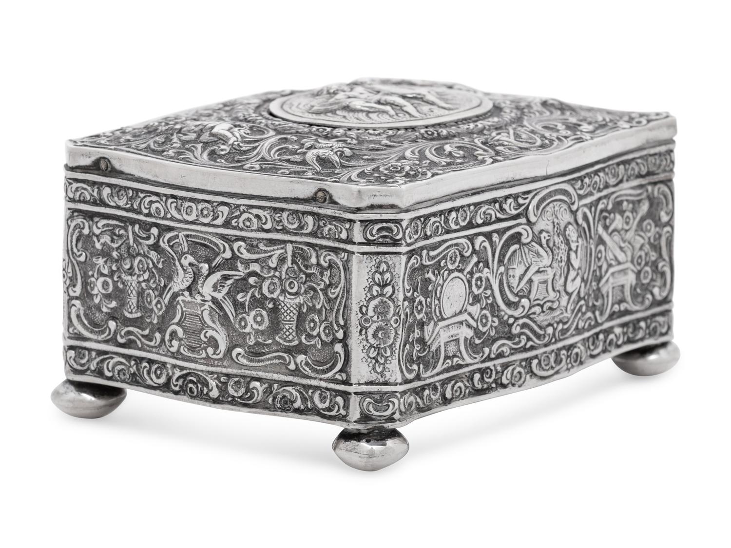 A German Silver Singing Bird Automaton Box
