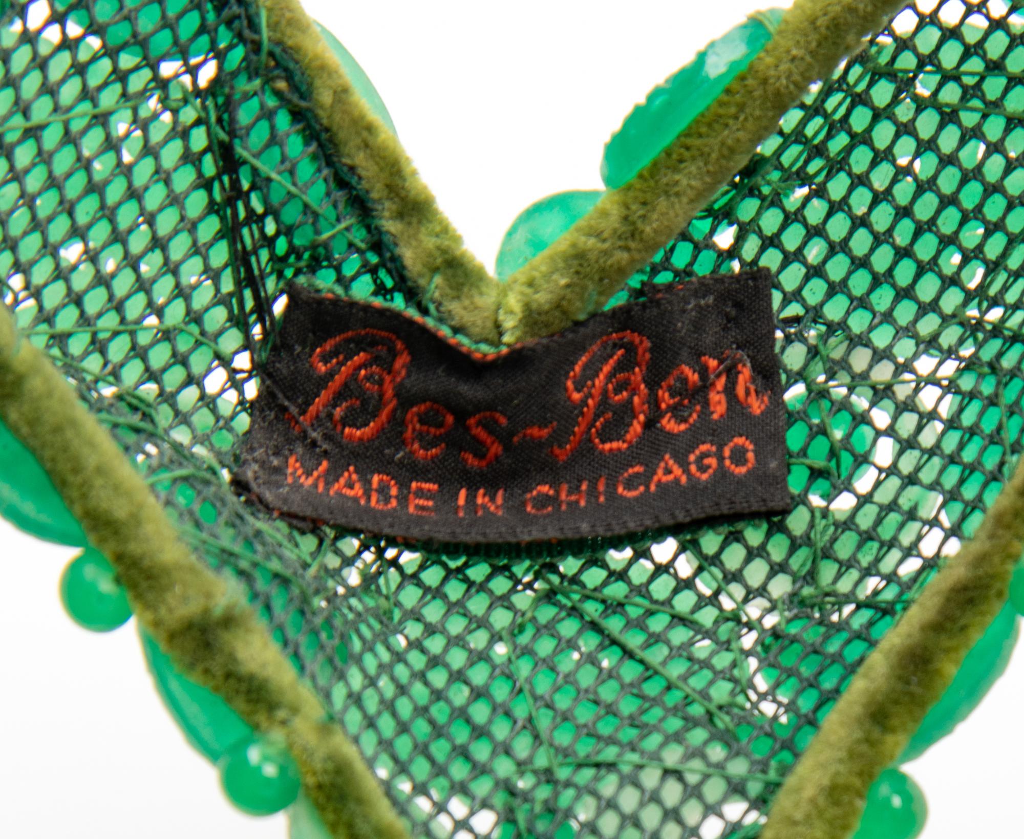 Two Bes-Ben Green Peking Glass Hats,