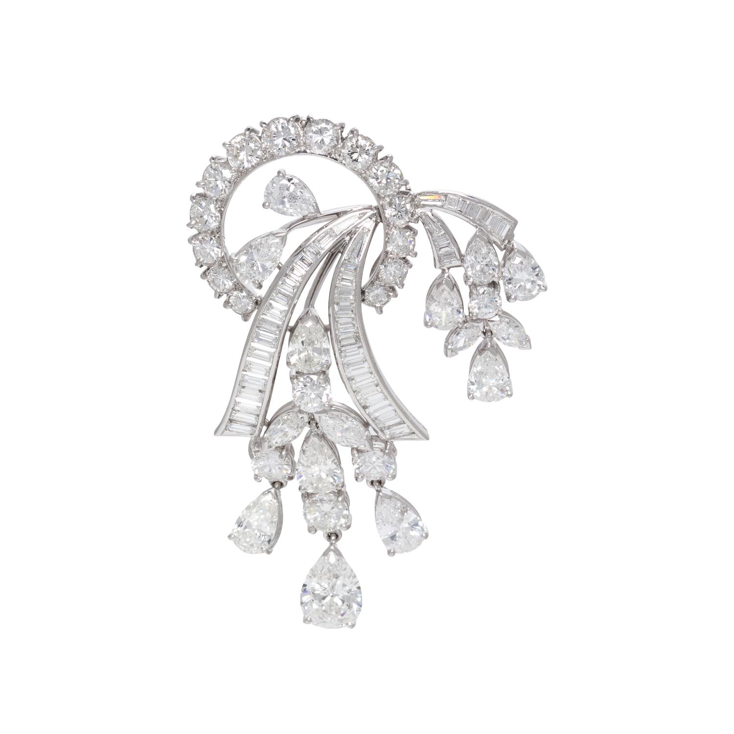 PLATINUM AND DIAMOND BROOCH