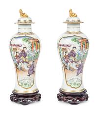 A Pair of Chinese Export Famille Rose Porcelain Vases