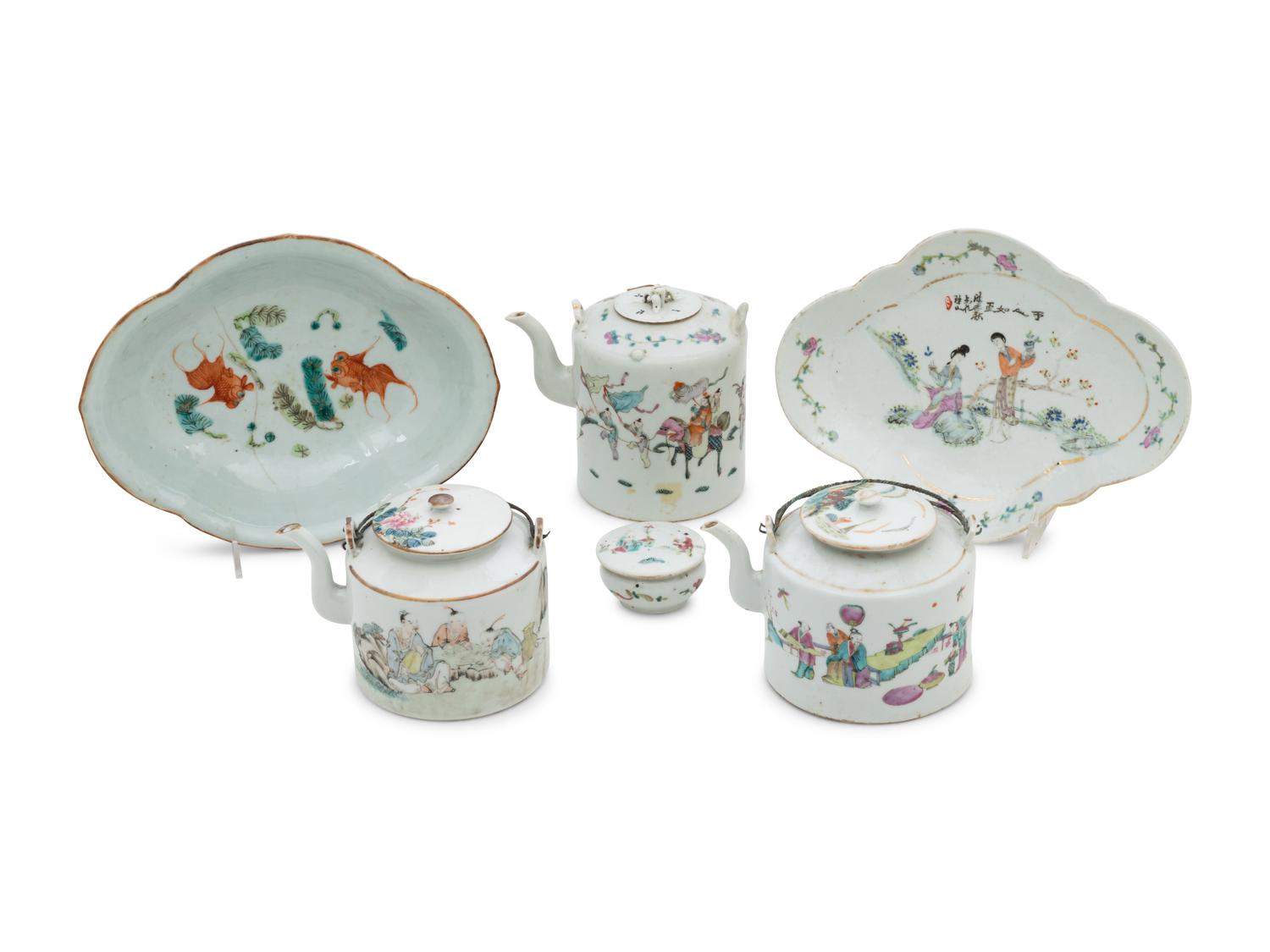 Six Chinese Famille Rose Porcelain Articles