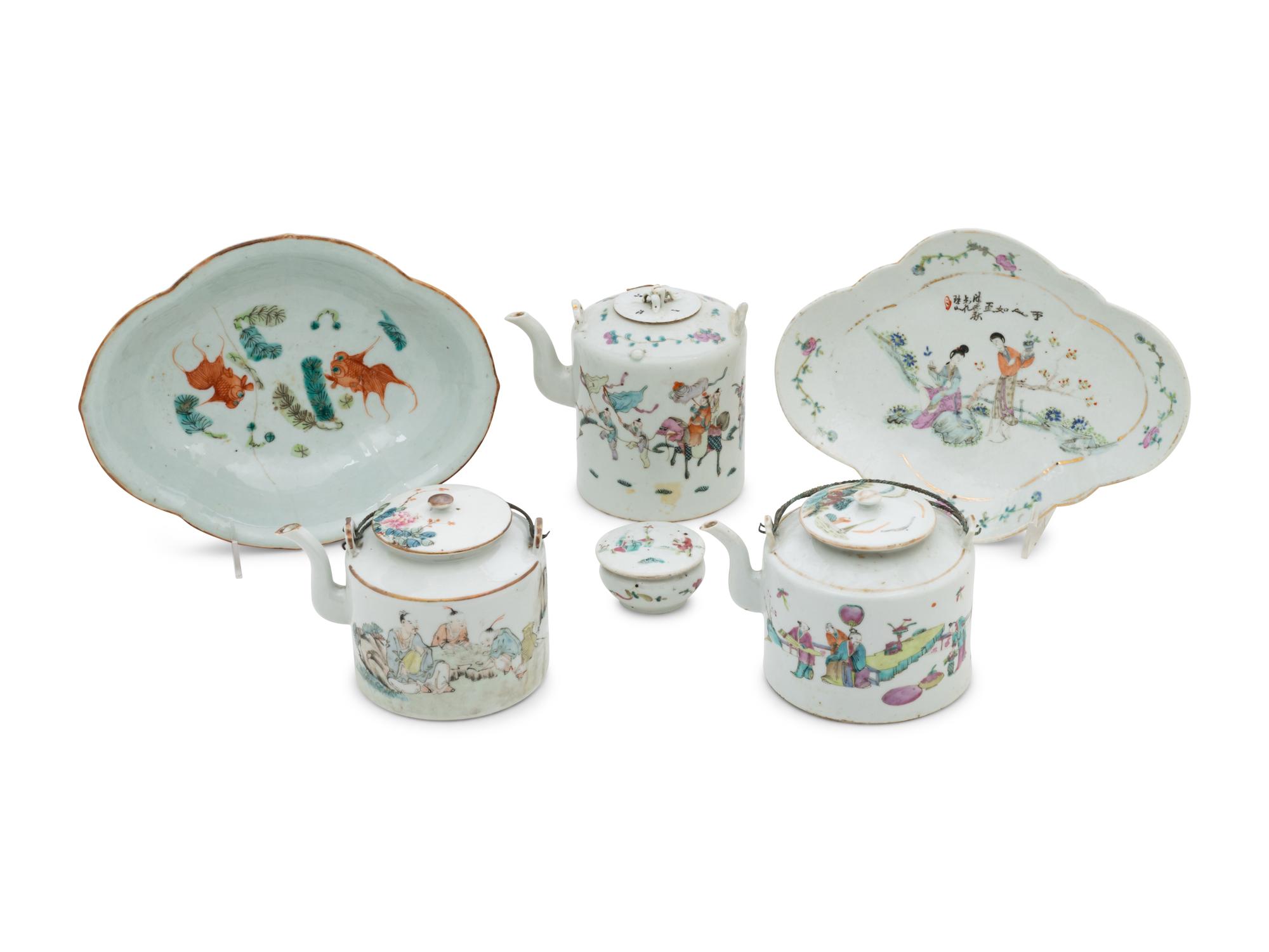 Six Chinese Famille Rose Porcelain Articles